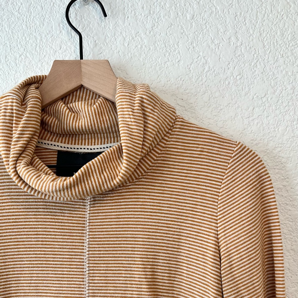 S Ultra Comfy Yellow Striped Turtle Neck Sweater